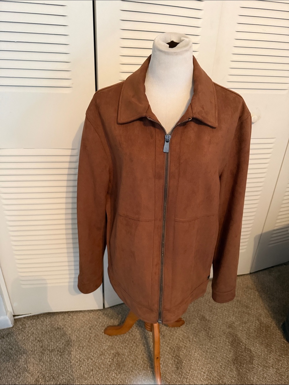 Men's Brown Suede Lightweight Zip Jacket